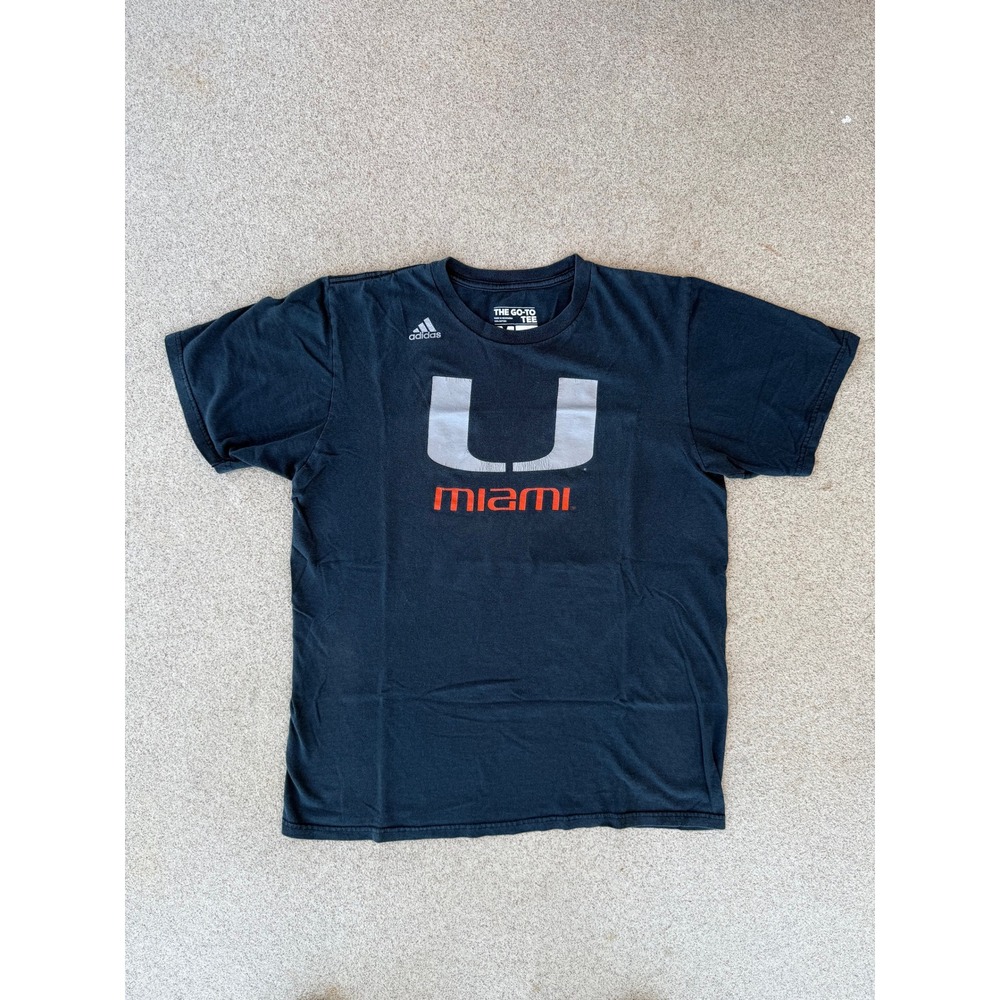 Adidas U Miami Mens Medium T-Shirt - Mens Black Short Sleeve Tee